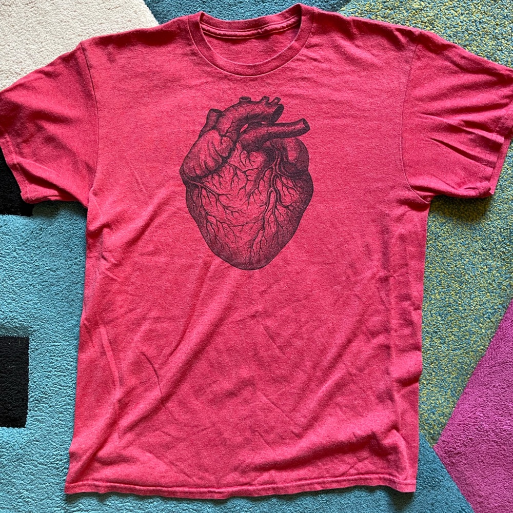 Red Graphic T-Shirt with Heart Design